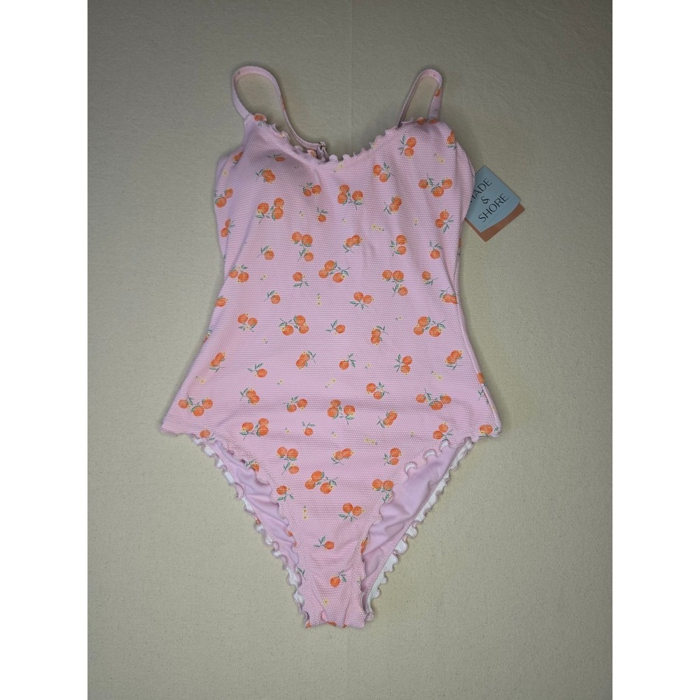 Shade & Shore Scoop Neck One Piece Swimsuit Pink Large NWT
